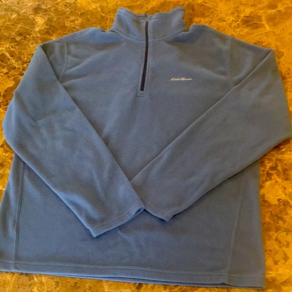 Eddie Bauer Polartec Dusty Blue 1/4 Zip Fleece Pullover Large - Picture 2 of 6